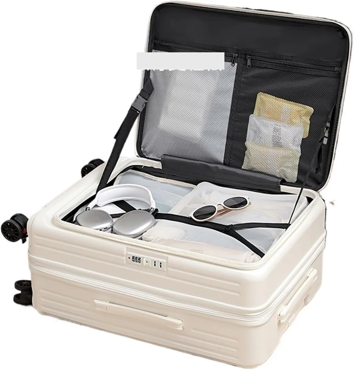 Luggage Side Opening Luggage 2024 New Extendable Multifunctional Trolley Case 20 Inch Suitcase travel case Suitcase((Milk Tea Color),22)