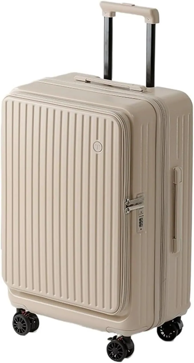 Luggage Side Opening Luggage 2024 New Extendable Multifunctional Trolley Case 20 Inch Suitcase travel case Suitcase((Milk Tea Color),22)