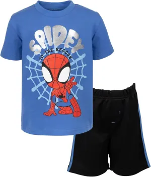 Marvel T-Shirt and Mesh Shorts Outfit Set Toddler to Big Kid Sizes (2T - 10-12)