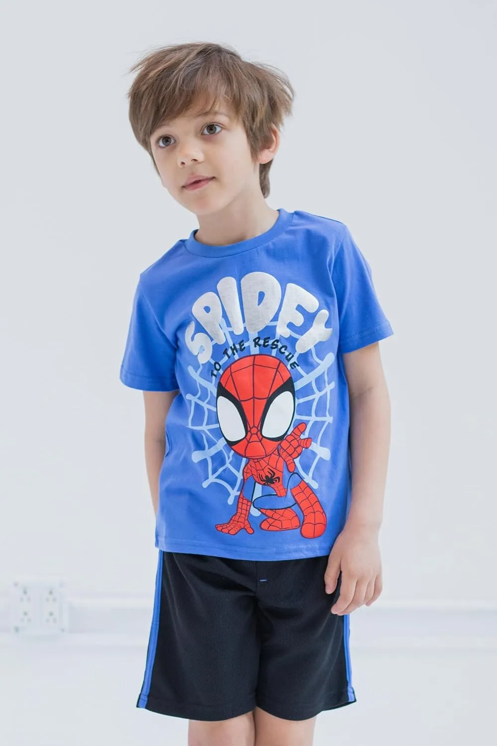 Marvel T-Shirt and Mesh Shorts Outfit Set Toddler to Big Kid Sizes (2T - 10-12)