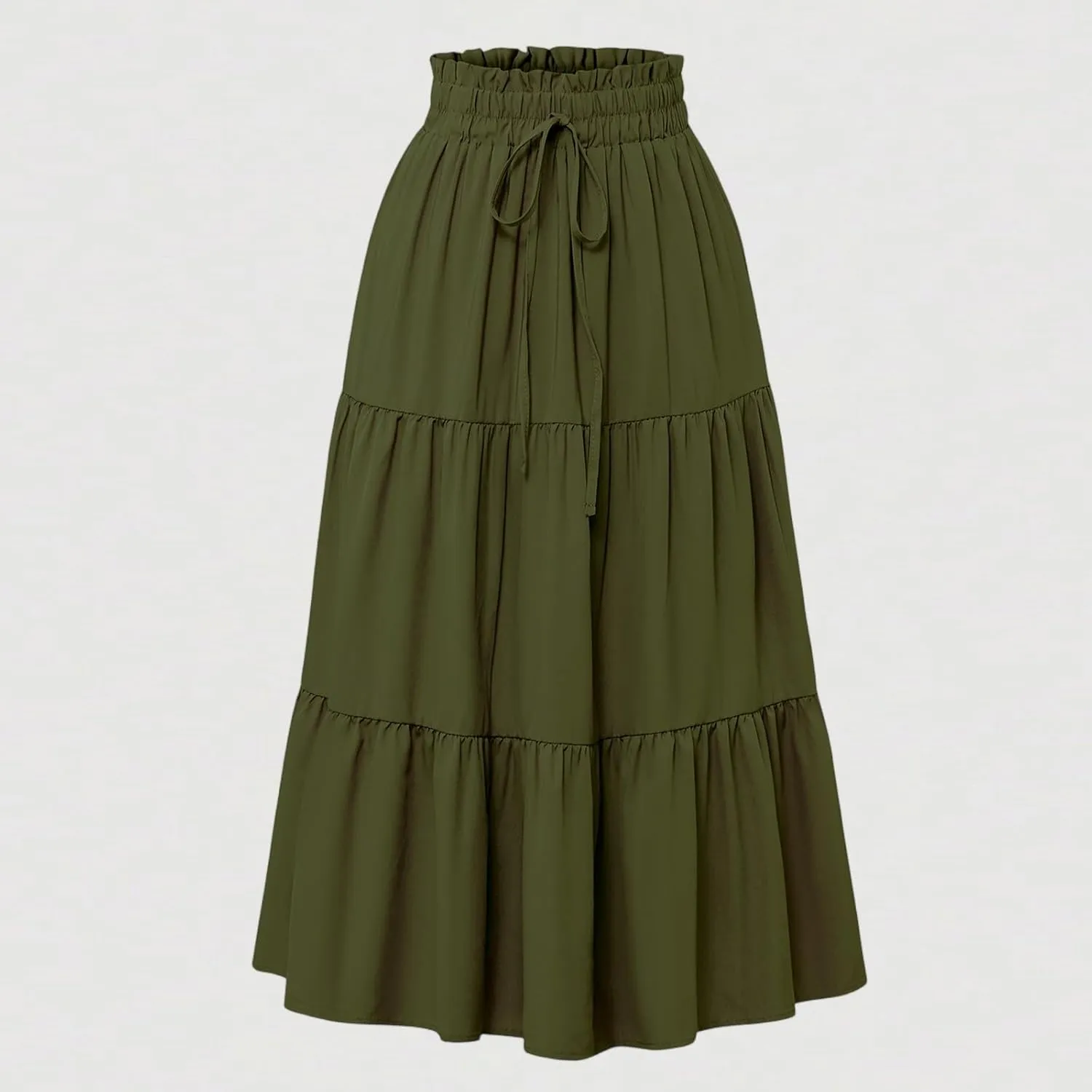 Maxi Skirts for Women 2025 Summer Bohemian High Waisted Long Skirts Flowy Beach Boho Floral Tiered Midi Skirt