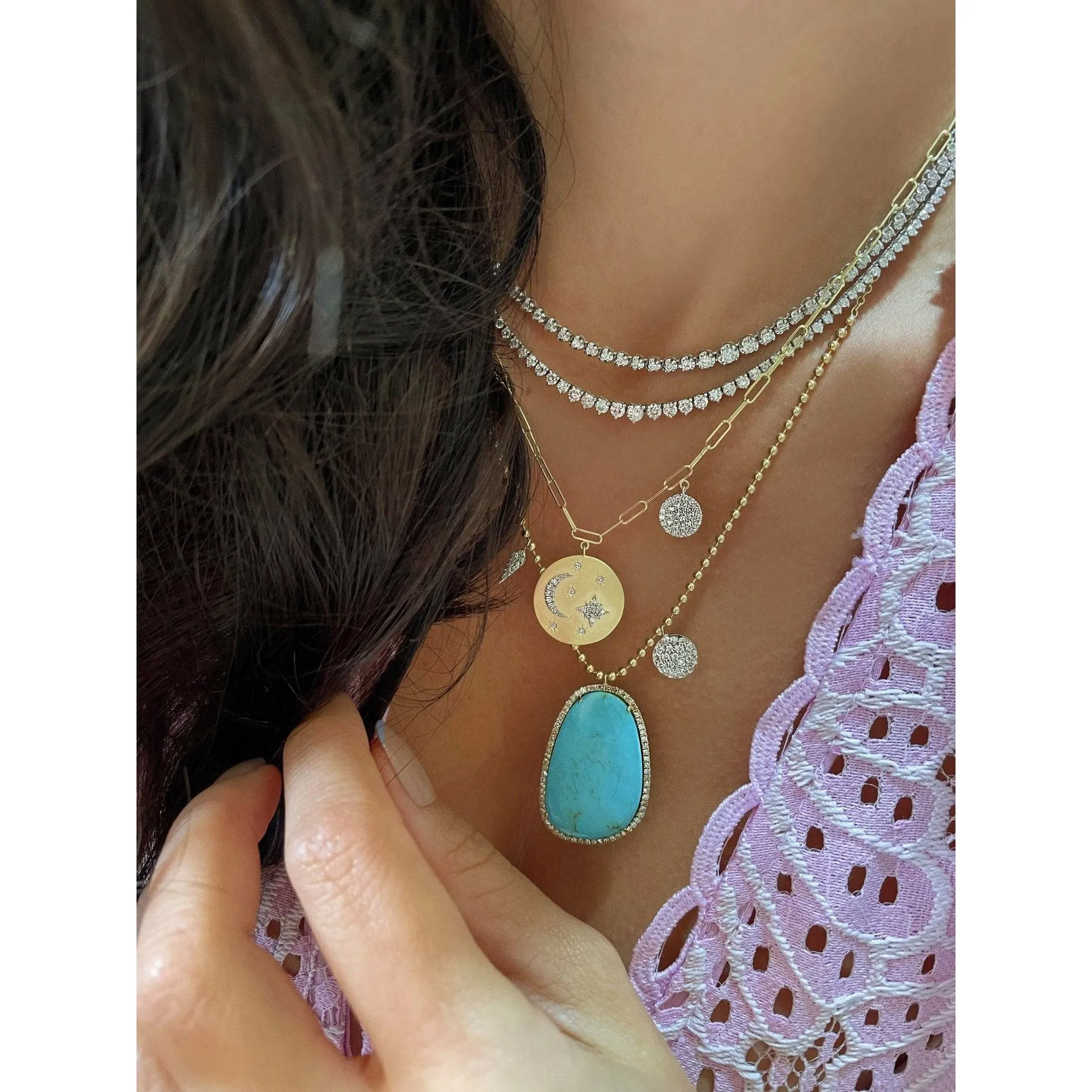 Meira T  Turquoise & Diamond Spot  Necklace