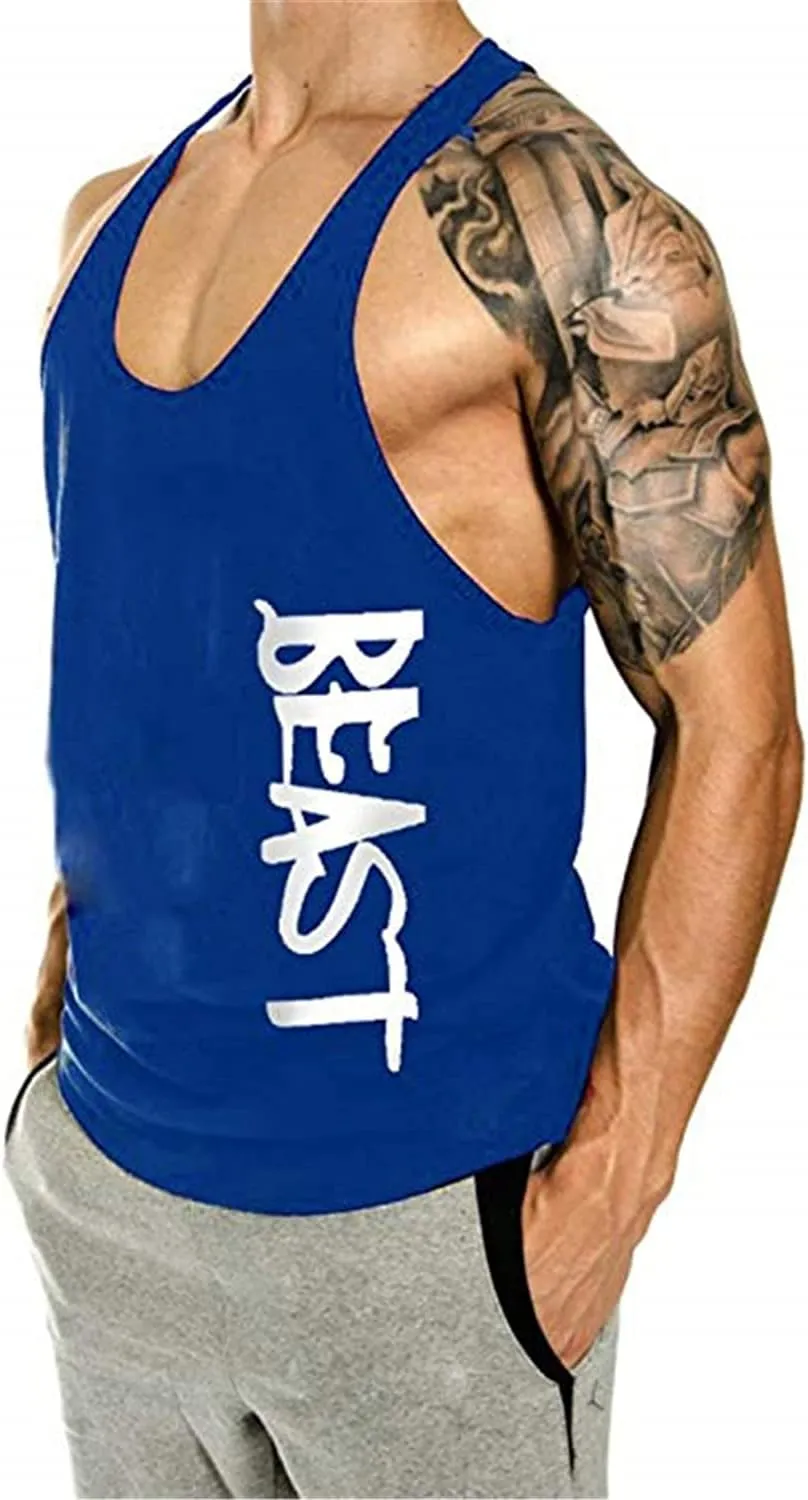 Men's Beast Workout Sport Muscle Tank Tops Gym Bodybuilding Fitness Sleeveless Shirts
