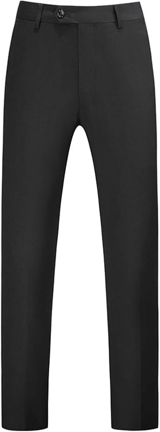 Mens Classic Basic Dress Pants Flat Front Skinny Stretch Chinos Casual Slim Fit Solid Color Straight Leg Suit Pants
