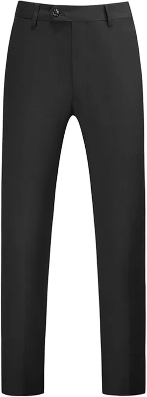 Mens Classic Basic Dress Pants Flat Front Skinny Stretch Chinos Casual Slim Fit Solid Color Straight Leg Suit Pants
