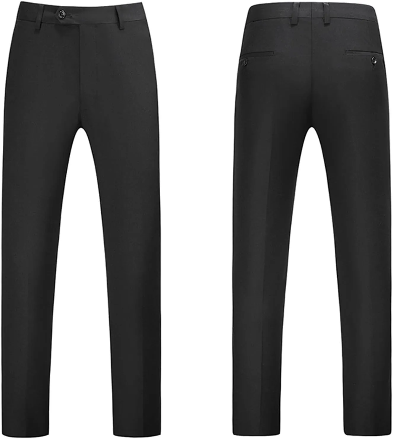 Mens Classic Basic Dress Pants Flat Front Skinny Stretch Chinos Casual Slim Fit Solid Color Straight Leg Suit Pants
