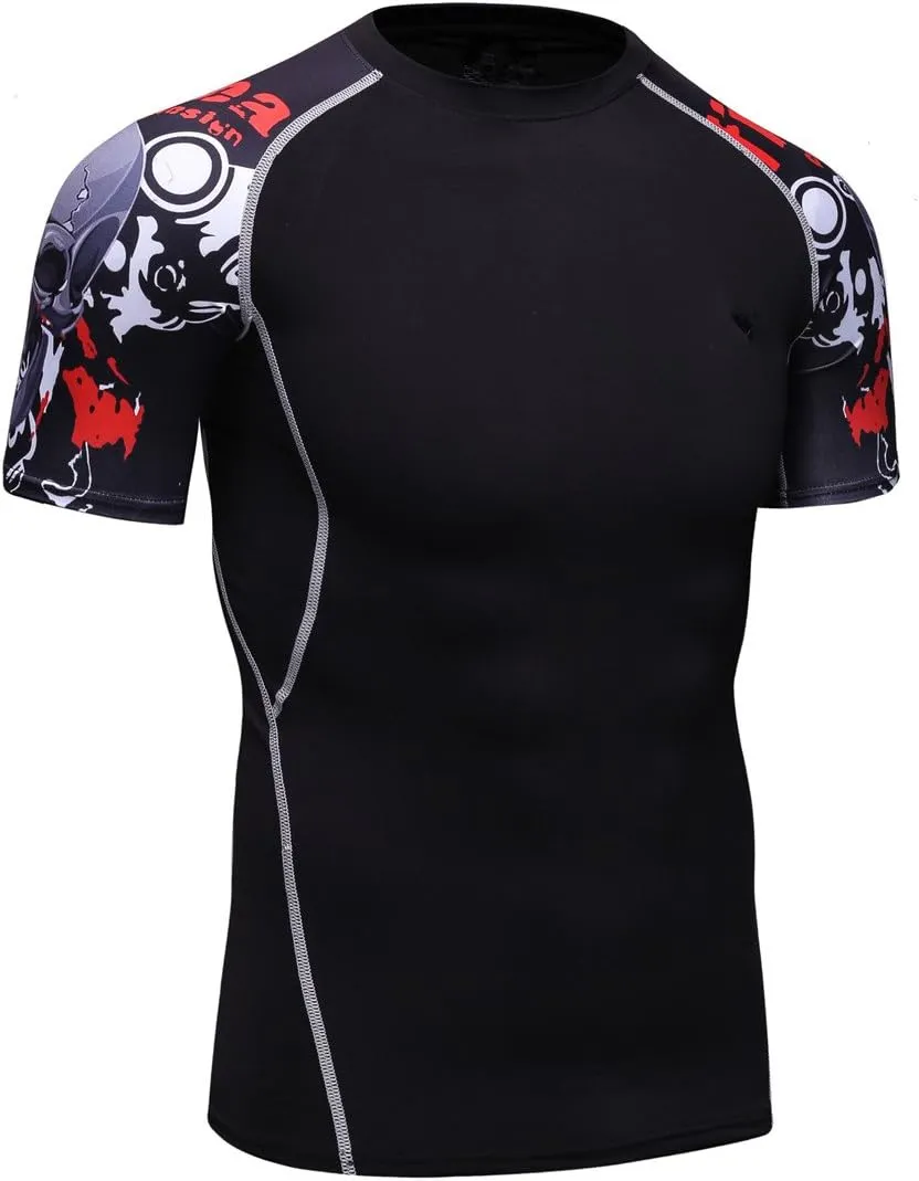 Men's Lightweight Short Sleeve Cool Dry Rashguards Compression Sports Workout T-Shirt