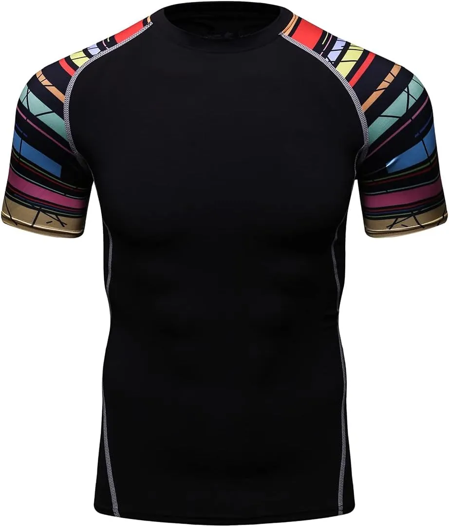 Men's Lightweight Short Sleeve Cool Dry Rashguards Compression Sports Workout T-Shirt