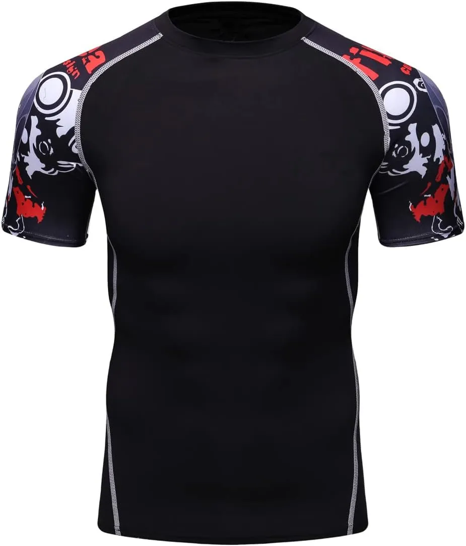 Men's Lightweight Short Sleeve Cool Dry Rashguards Compression Sports Workout T-Shirt