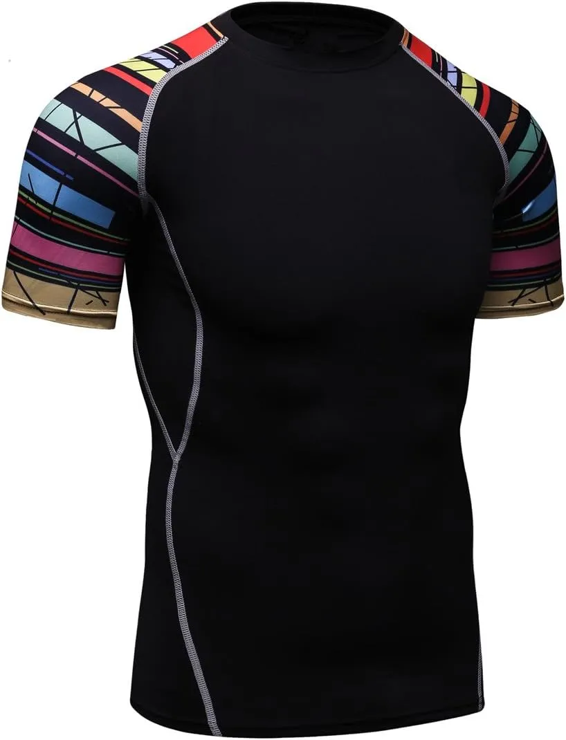 Men's Lightweight Short Sleeve Cool Dry Rashguards Compression Sports Workout T-Shirt