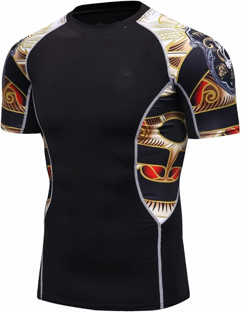 Men's Lightweight Short Sleeve Cool Dry Rashguards Compression Sports Workout T-Shirt