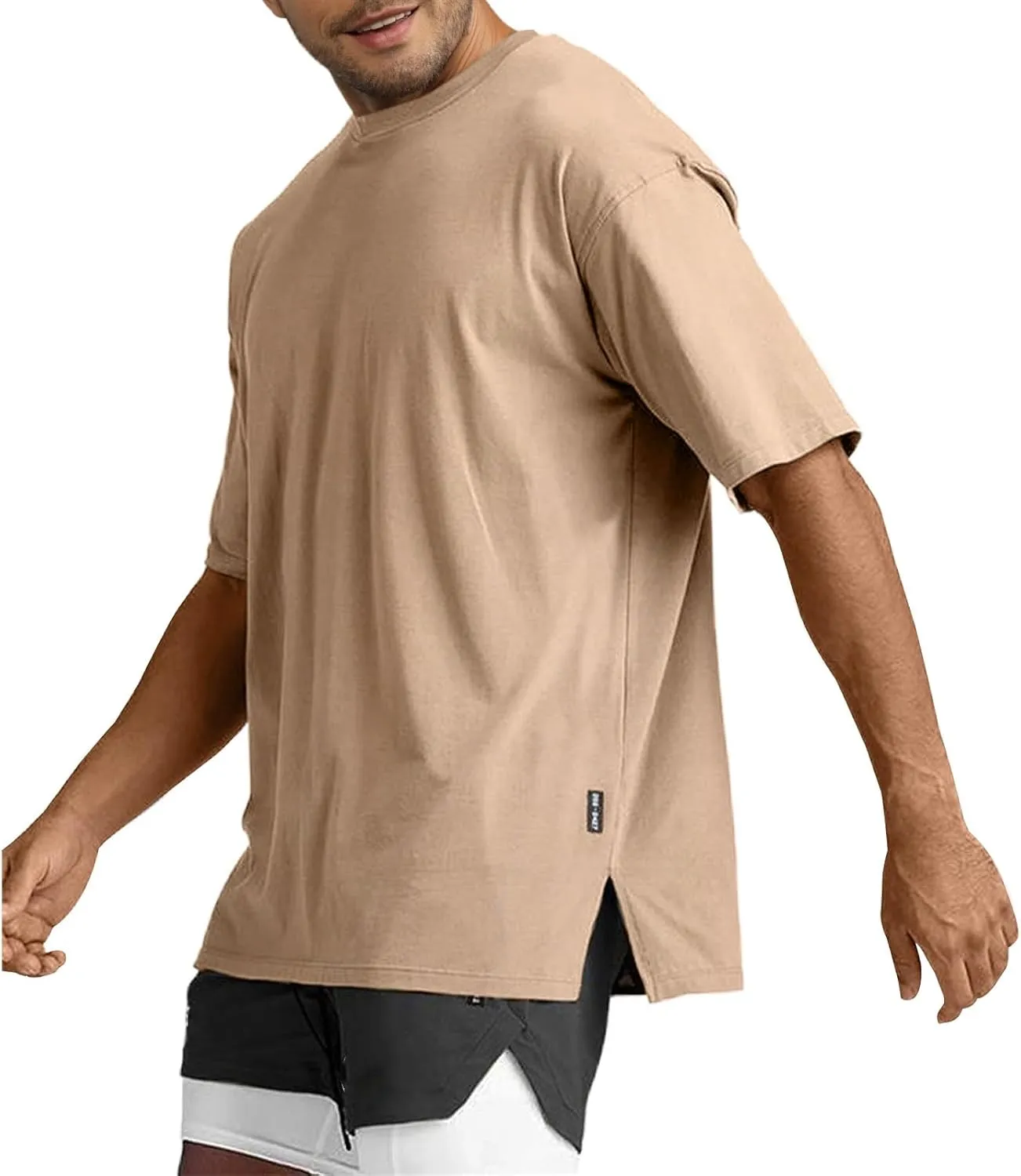 Men's Oversized Workout T-Shirts Lightweight Quick Dry Short Sleeve Tshirts Crew Neck Loose Fit Athletic Tops