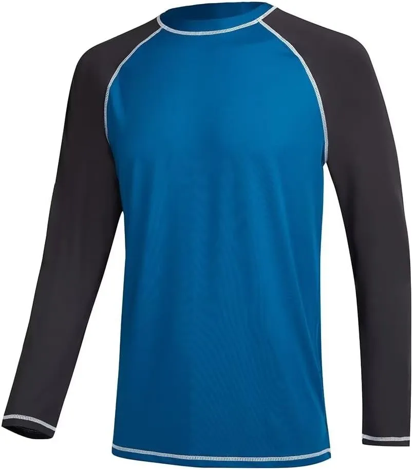 Mens Rash Guard for Men Swimming Sun Protection Shirts UPF 50  UV Long Sleeve Lightweight Quick Dry T-Shirts Surf Fishing
