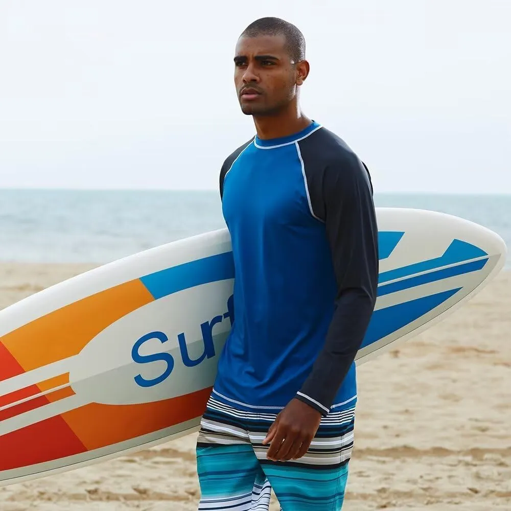 Mens Rash Guard for Men Swimming Sun Protection Shirts UPF 50  UV Long Sleeve Lightweight Quick Dry T-Shirts Surf Fishing