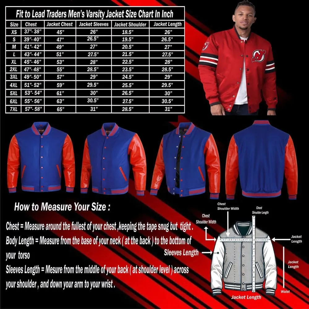 Mens Varsity Jacket Wool Body Leather Sleeves Custom Letterman Bomber for Team & School