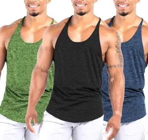 Men's Workout Stringer Tank Tops Athletic Quick Dry Y-Back Tops Bodybuilding Muscle Shirts for Gym1 Or 3 Pack