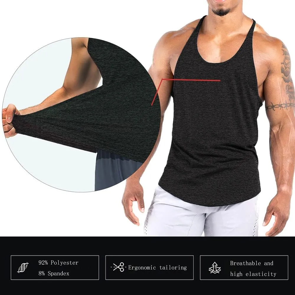 Men's Workout Stringer Tank Tops Athletic Quick Dry Y-Back Tops Bodybuilding Muscle Shirts for Gym1 Or 3 Pack