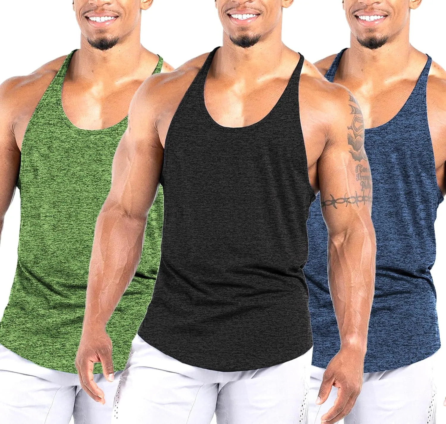 Men's Workout Stringer Tank Tops Athletic Quick Dry Y-Back Tops Bodybuilding Muscle Shirts for Gym1 Or 3 Pack