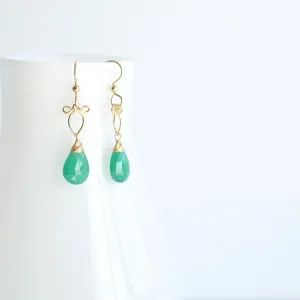 Michaela - Green Onyx, 14k Gold Filled Earrings