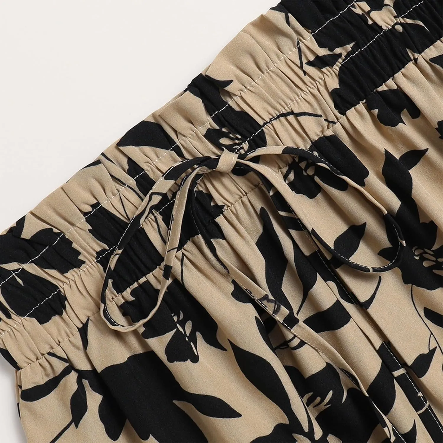 Midi Skirts for Women Trendy Solid Color Boho Elastic High Waist Pleated A-Line Flowy Swing Tiered Long Beach Skirt Dress