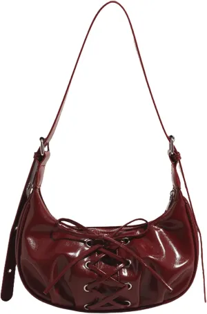 Milumia Women's Lace Up Bow Hobo Handbags Y2k Pu Leather Crescent Shoulder Bags
