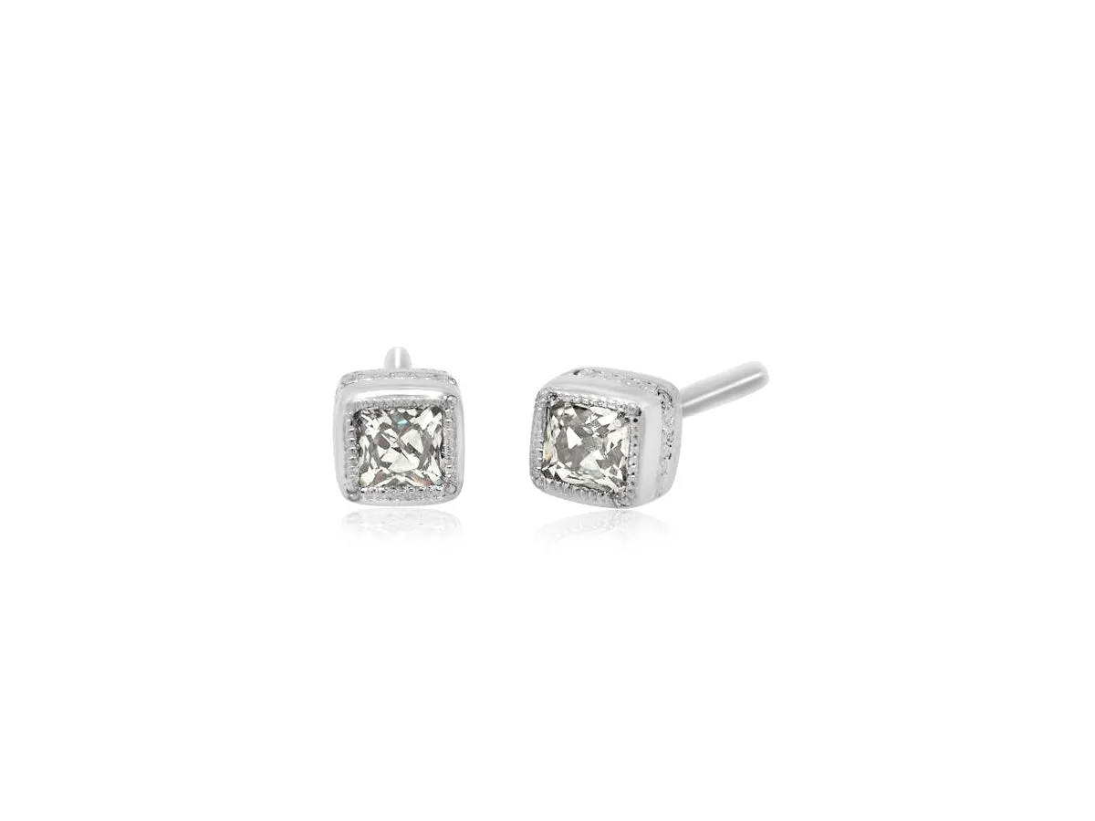 Mini Old Euro Cut Diamond Stud Earrings