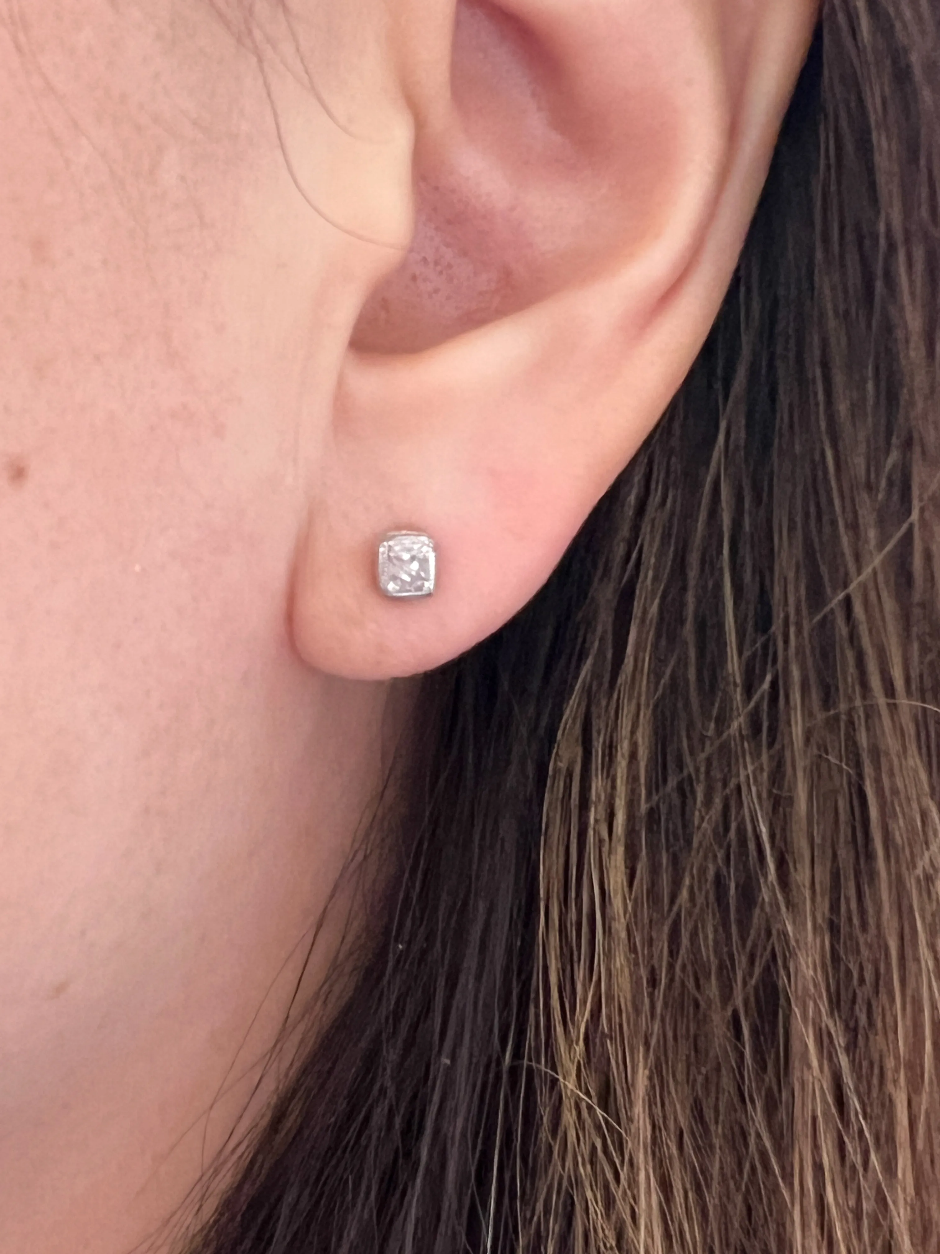 Mini Old Euro Cut Diamond Stud Earrings