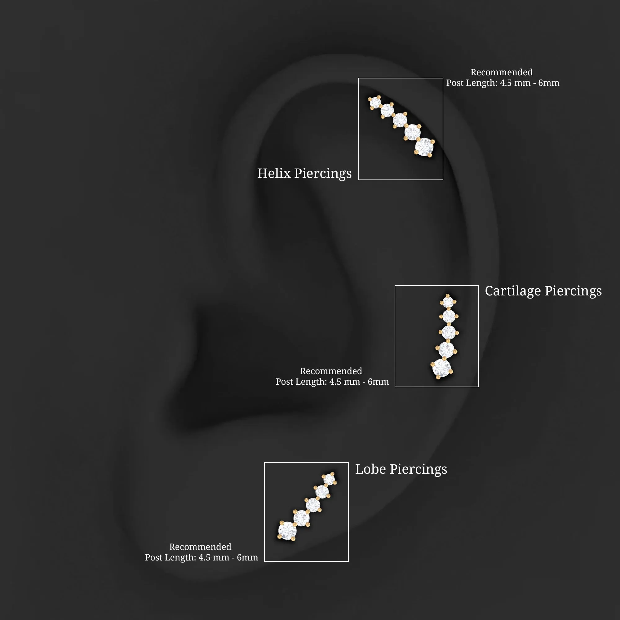 Minimal Graduated Diamond Crawler Earring
