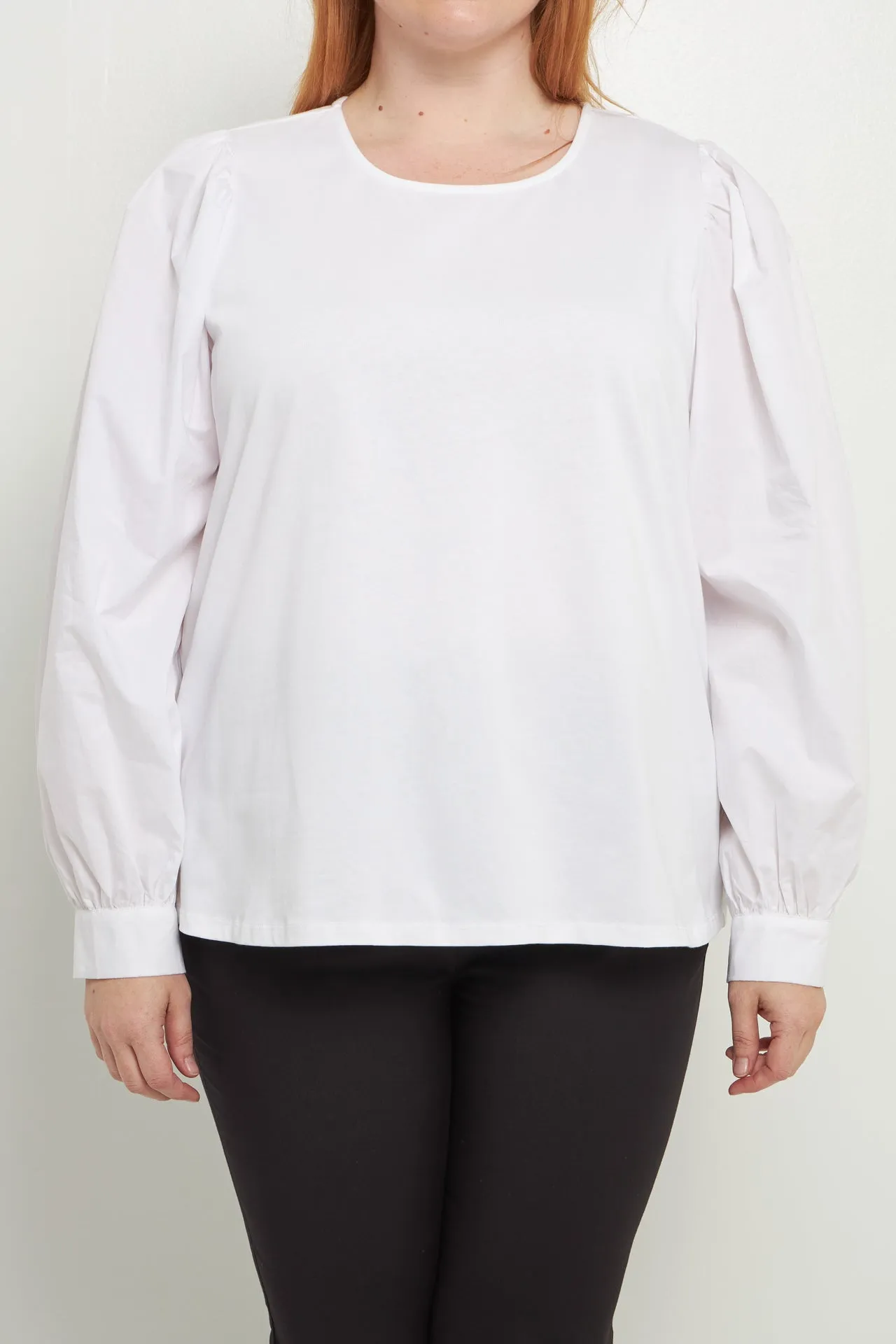 Mixed Media Puff Long Sleeve Top