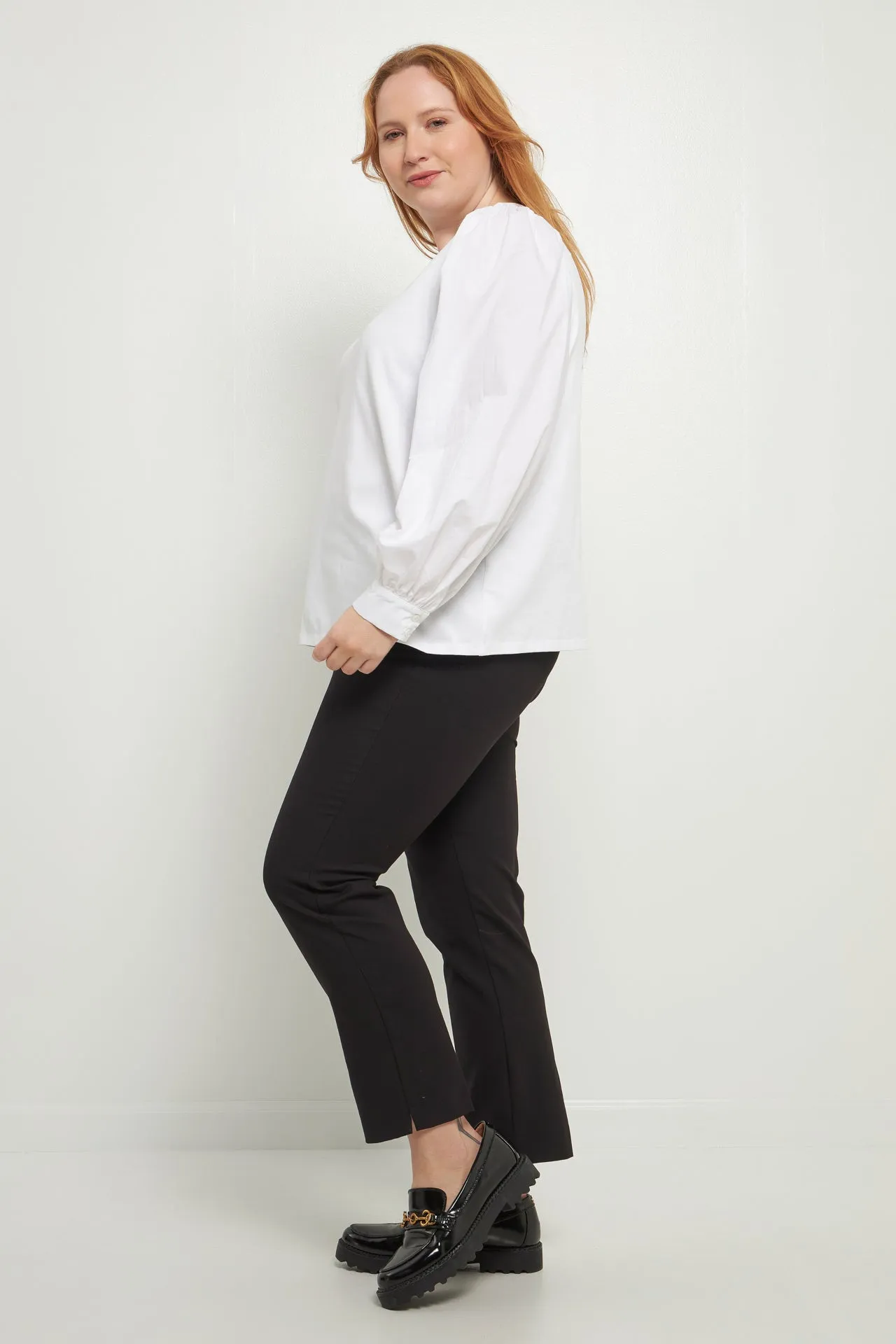 Mixed Media Puff Long Sleeve Top