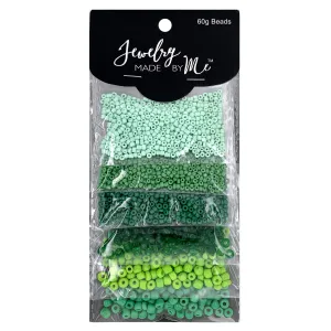Mixed Seed Bead Assortment, Green 60gm