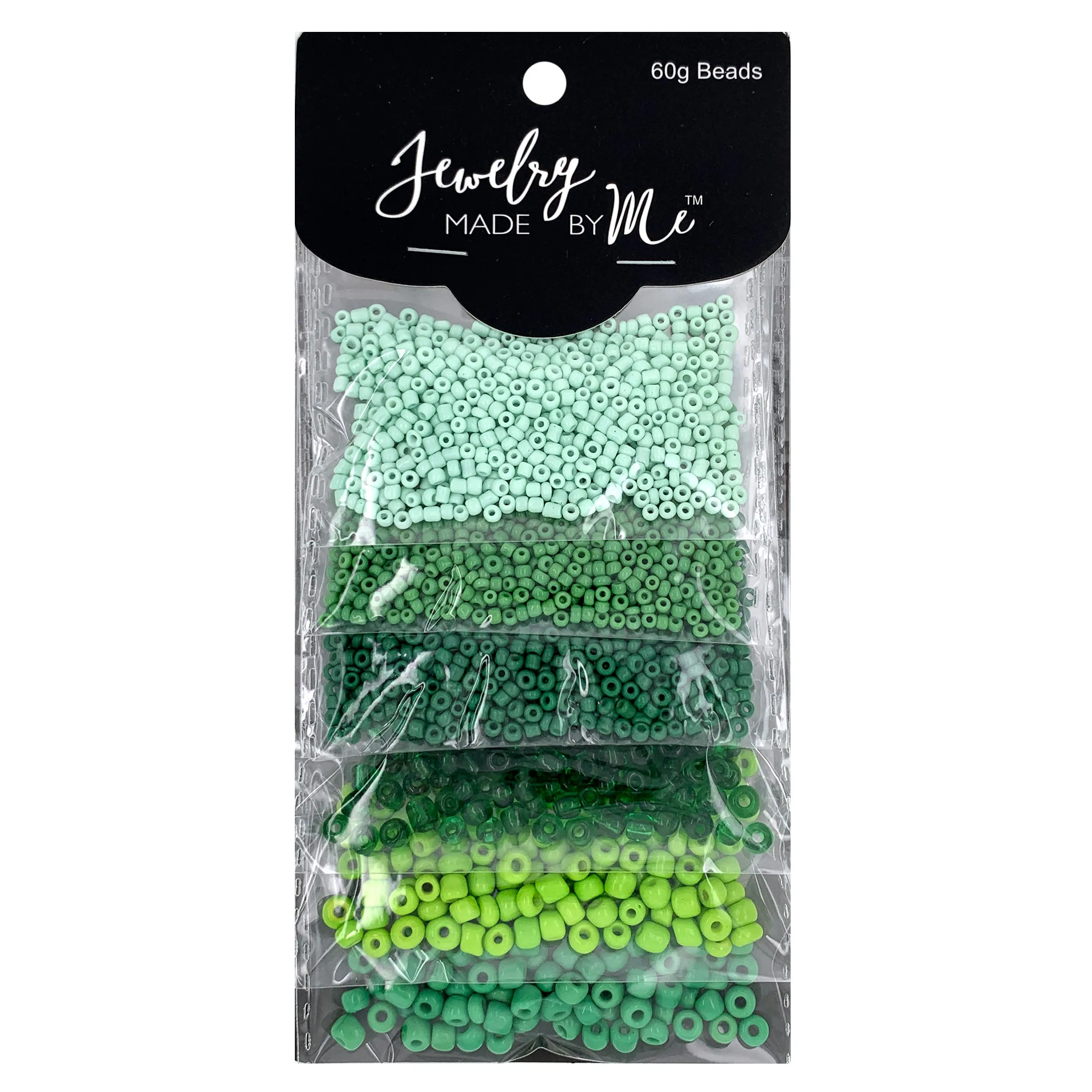 Mixed Seed Bead Assortment, Green 60gm
