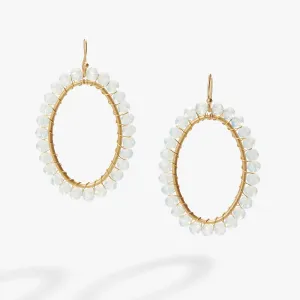 Moonstone Beaded Hoop Earrings