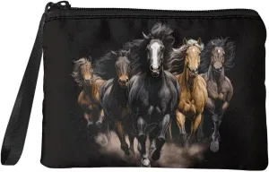 Mumeson Horse Print Coin Purse Bag Girls Soft Fleece Coin Purse Bag Cozy Ladies Change Pouch Mini Money bags for Kids and Adults Changes Key Coin Collection Supplies Headset Pocket
