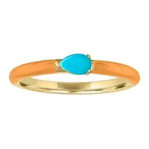 My Story Quinn Sunflower Enamel Pear Shaped Turquoise Ring