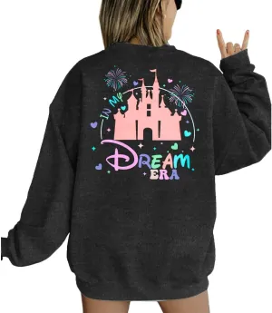 MYHALF Believe In The Magic Sweatshirt Women Crewneck Magic Pullover Shirt Family Vacation Castle Graphic Tops