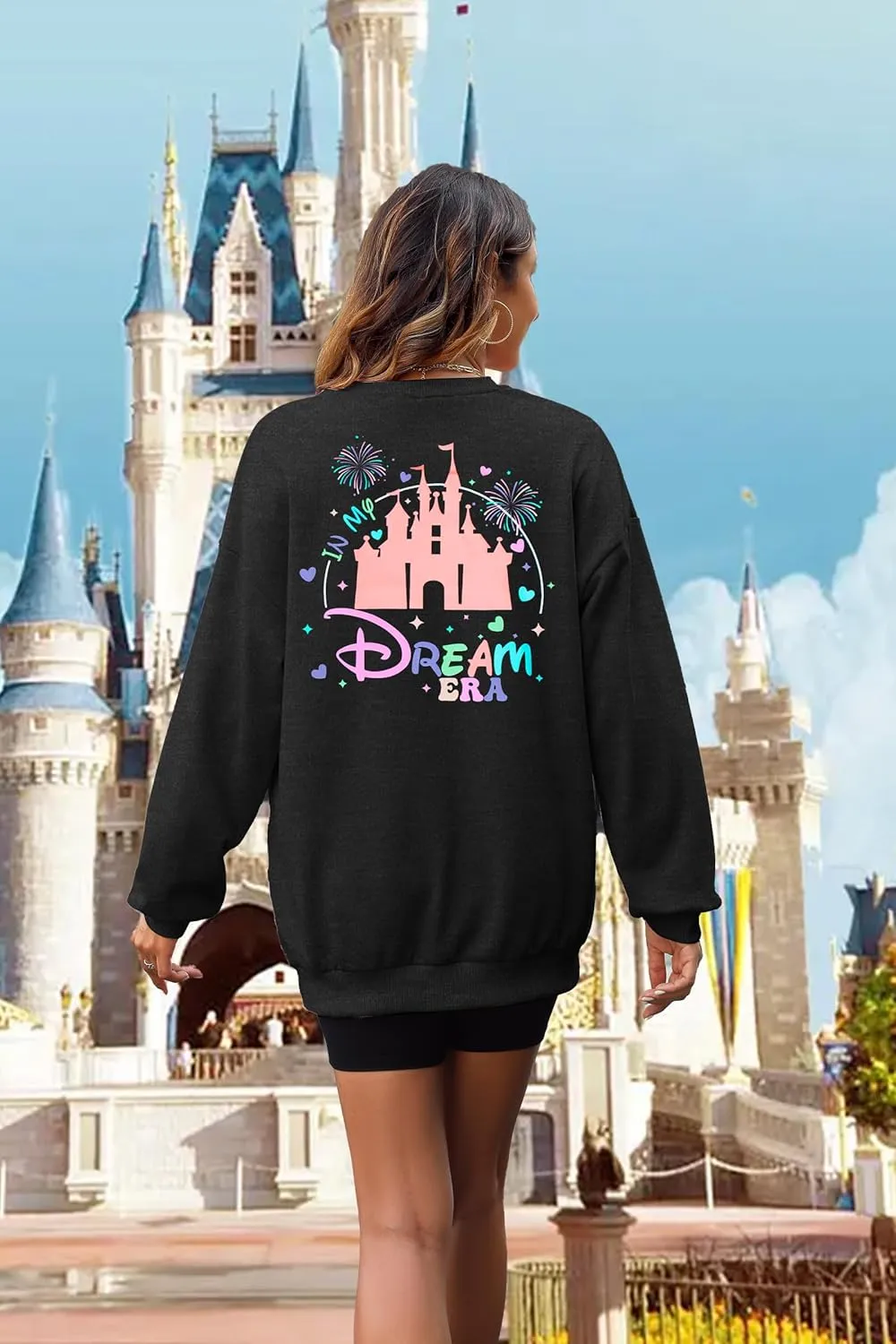 MYHALF Believe In The Magic Sweatshirt Women Crewneck Magic Pullover Shirt Family Vacation Castle Graphic Tops