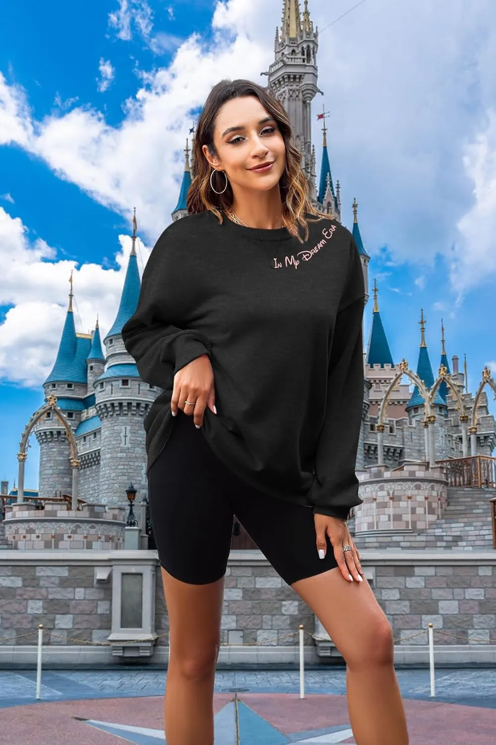 MYHALF Believe In The Magic Sweatshirt Women Crewneck Magic Pullover Shirt Family Vacation Castle Graphic Tops