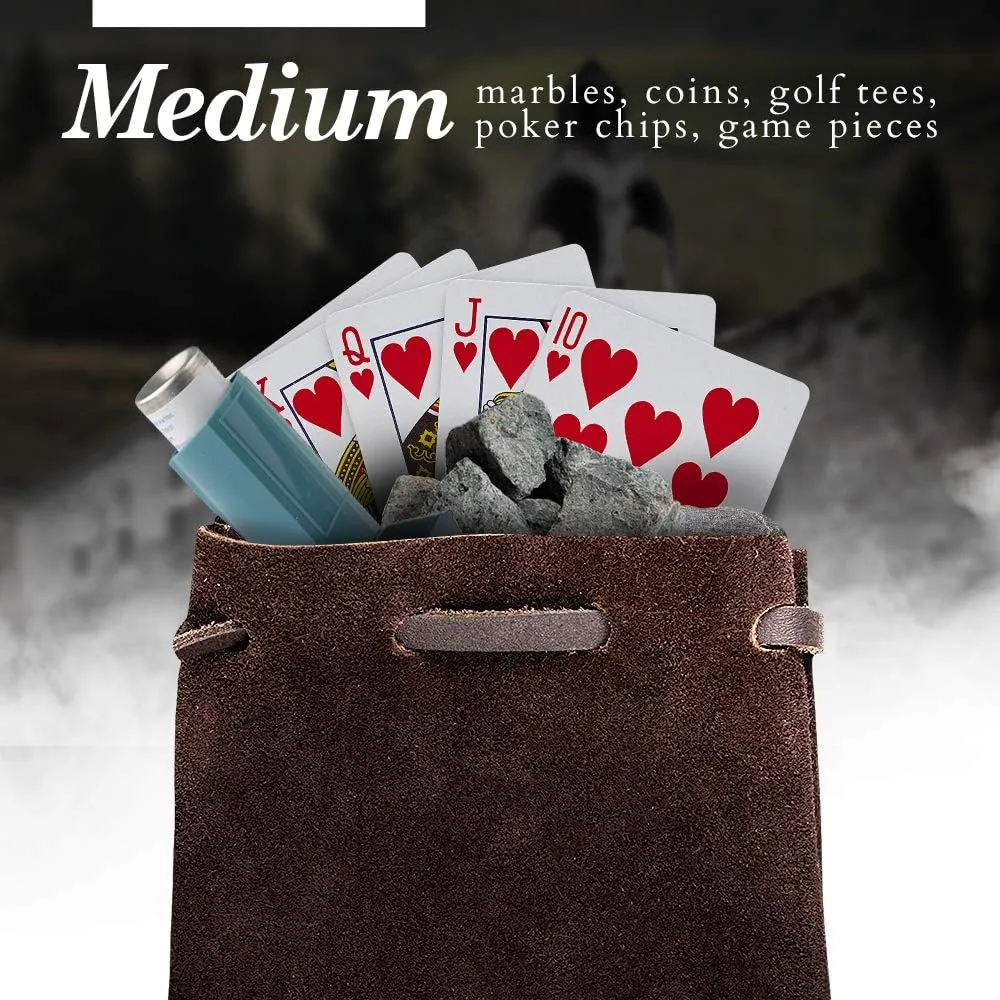 Nabob Leather Leather Drawstring Pouch, Coin Bag, Medicine Tobacco Pouch Medieval Reenactment Made in U.S.A Size 5.75" x 4.25"
