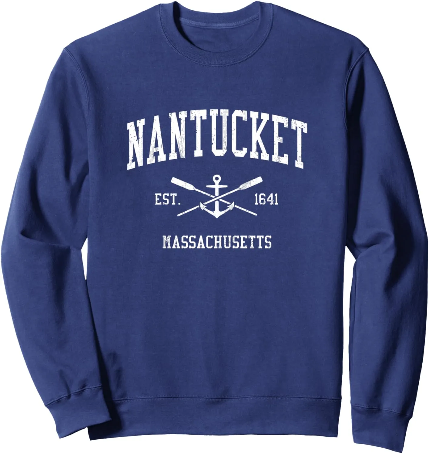 Nantucket MA Vintage Crossed Oars & Boat Anchor Sports Sweatshirt