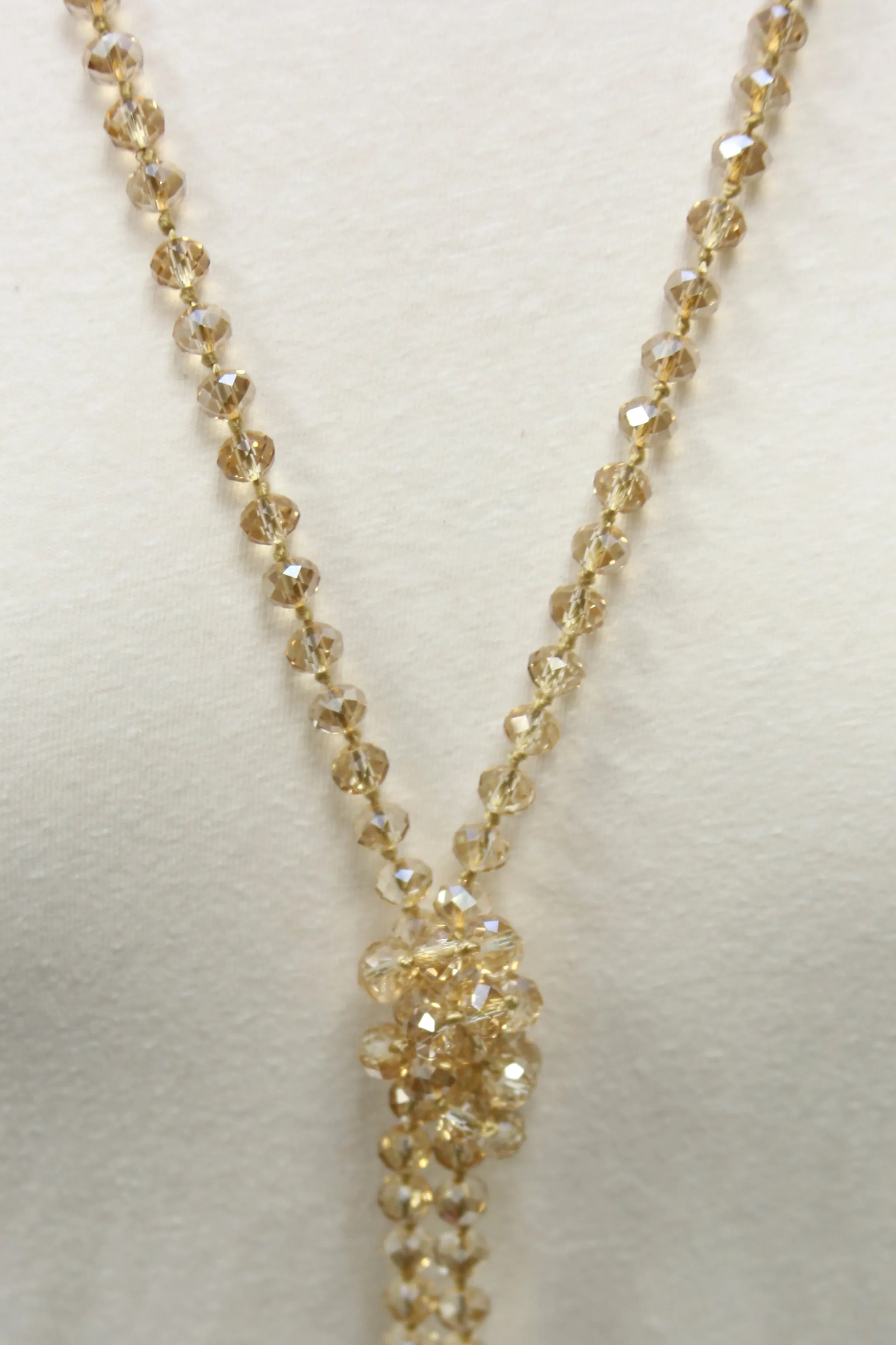 NK-2244 GOLD 60 hand knotted glass bead necklace