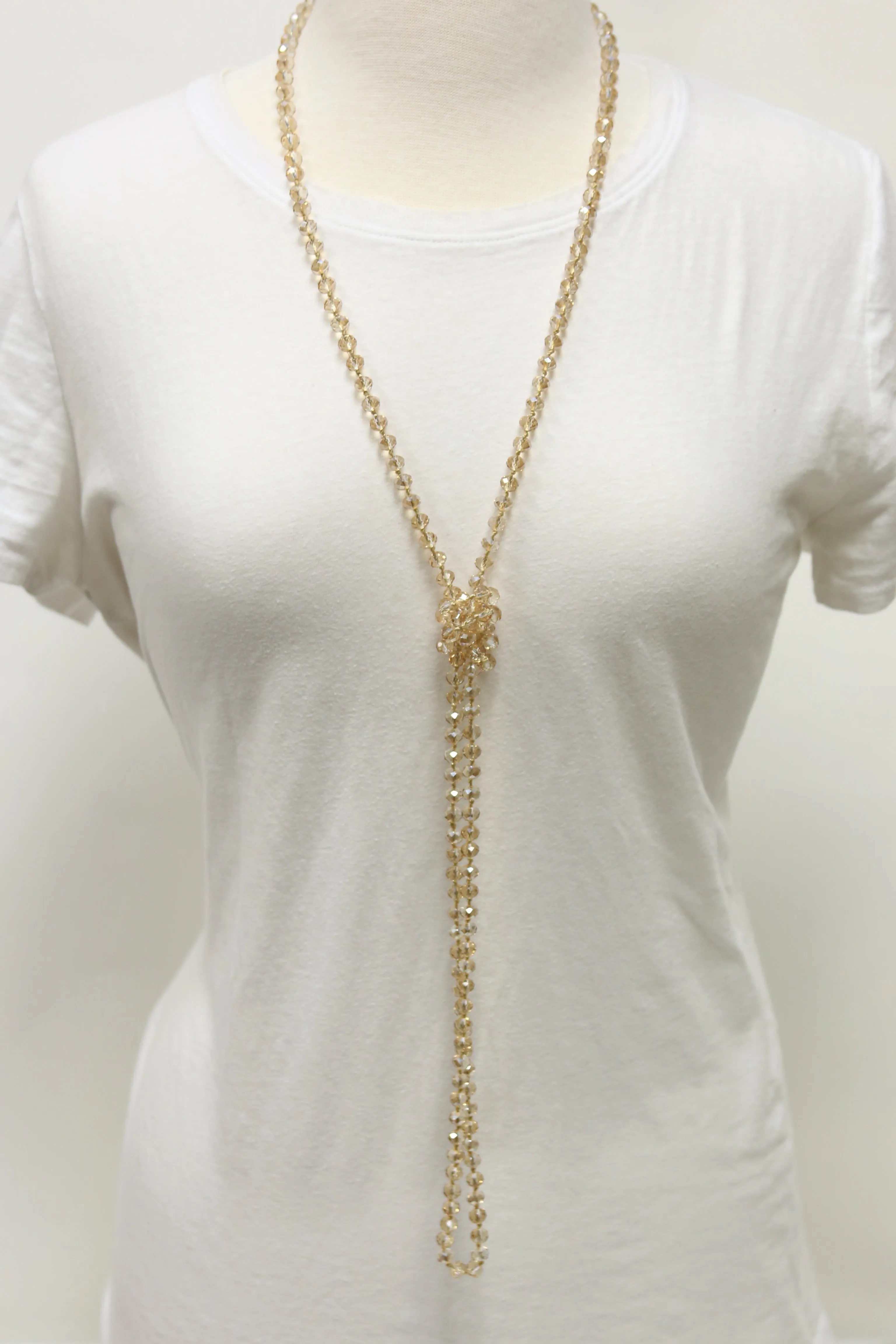 NK-2244 GOLD 60 hand knotted glass bead necklace