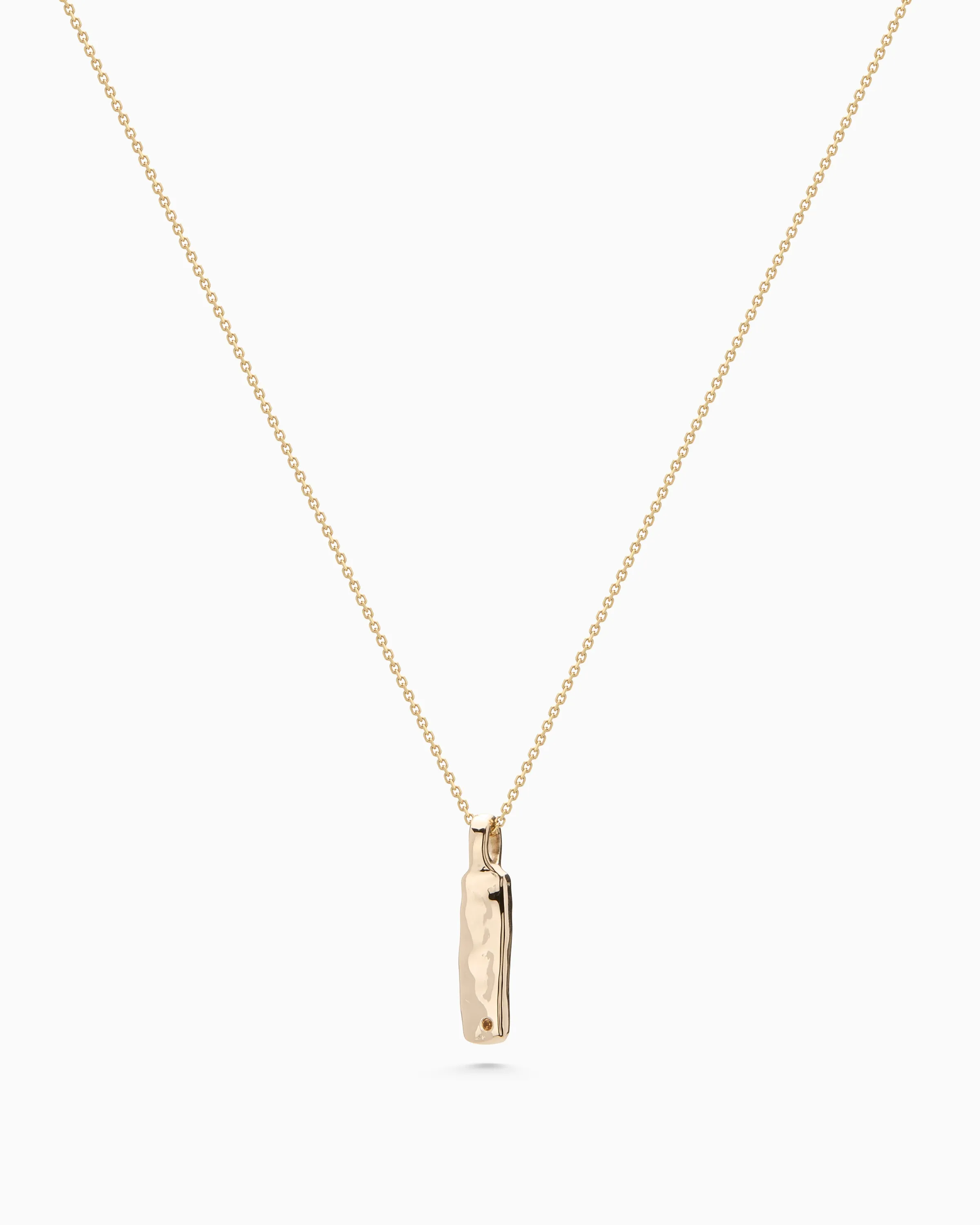 Organic Birthstone Tag Narrow | Yellow Gold
