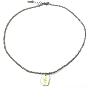 Organic Starburst on Pyrite Beaded Necklace