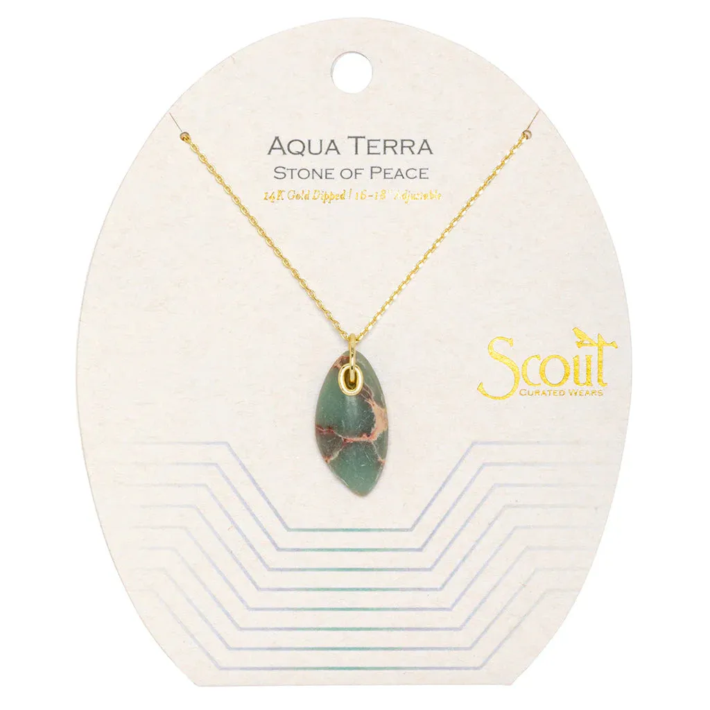 Organic Stone Necklace - Aqua Terra/Gold
