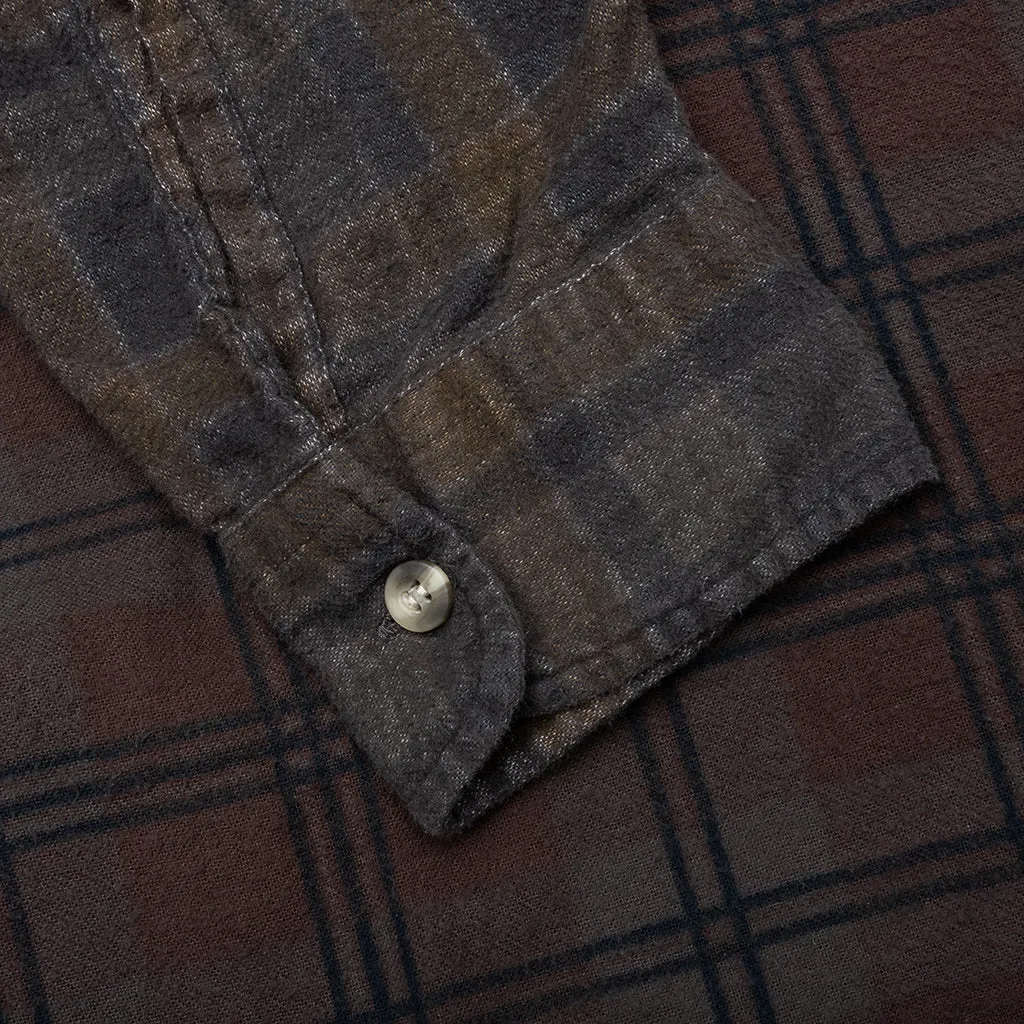 Over Dyed Ribbon Wide Shirt - Brown