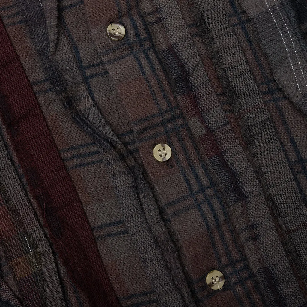 Over Dyed Ribbon Wide Shirt - Brown