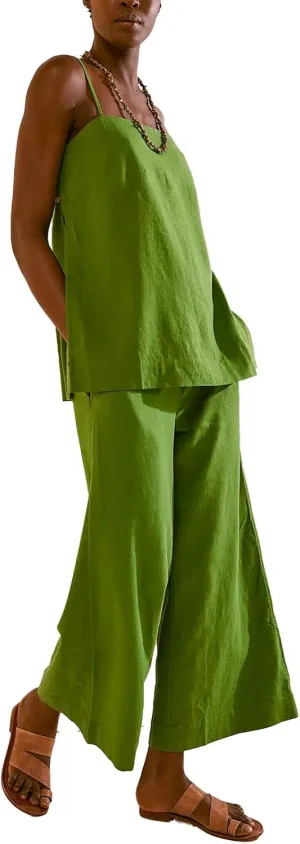 PAODIKUAI Women's 2 Piece Outfits Summer Sets Sleeveless Square Neck Tank Top Wide Leg Pants Matching Lounge Set