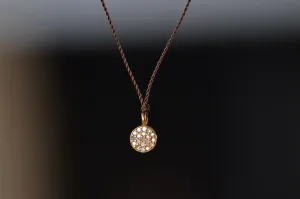Pave Diamond Pendant Necklace in Gold on Cord