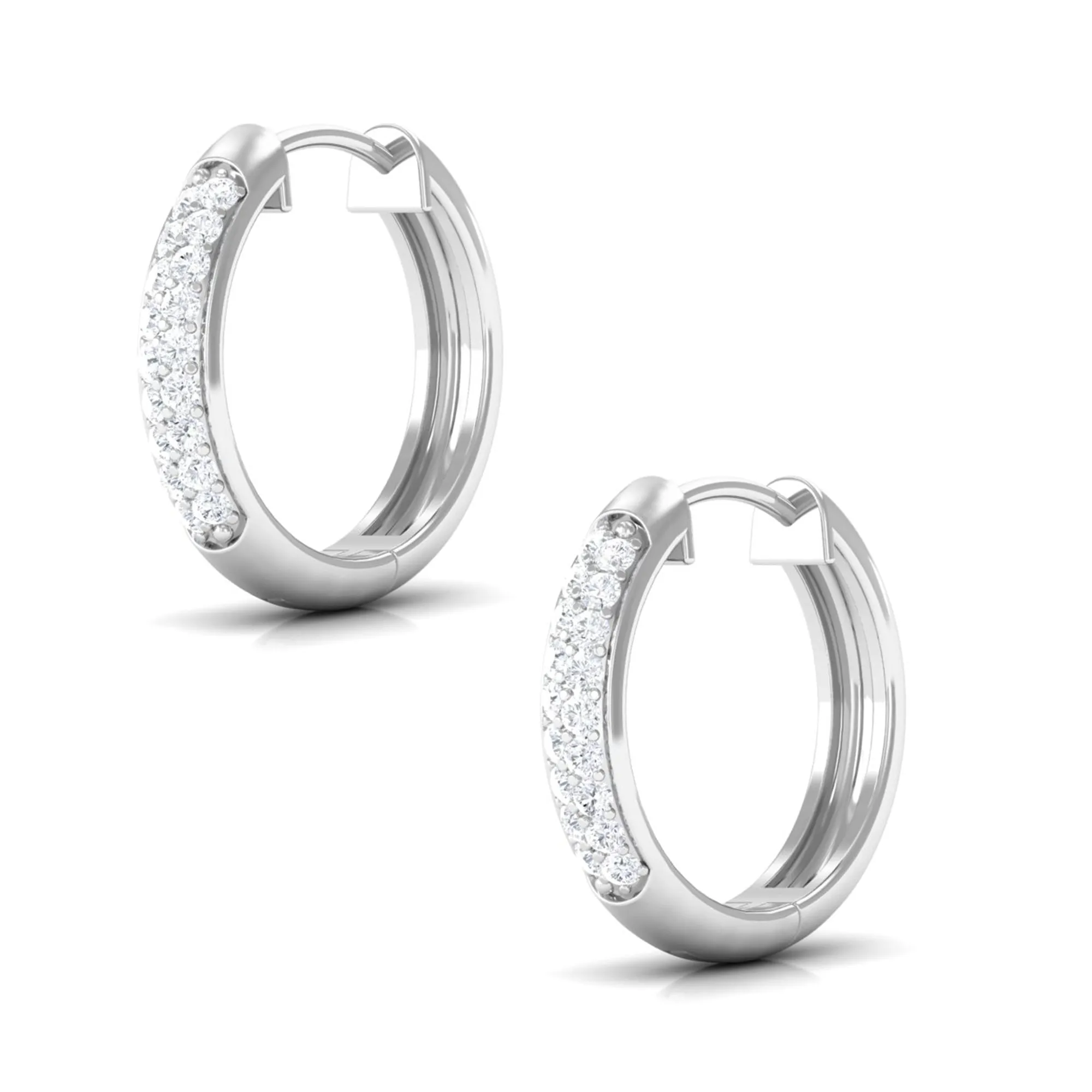 Pave Set Natural Diamond Minimal Hinged Hoop Earrings
